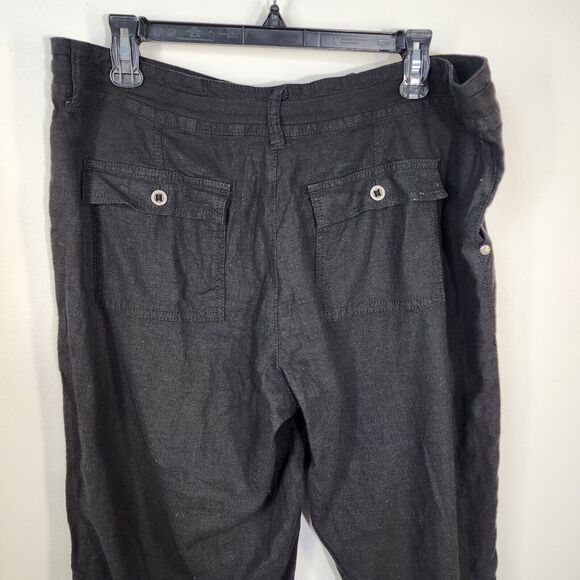 Sonoma Life Style Womens Capri Pants Size 12 Linen Rayon Blend Drawstring Black - Picture 5 of 10